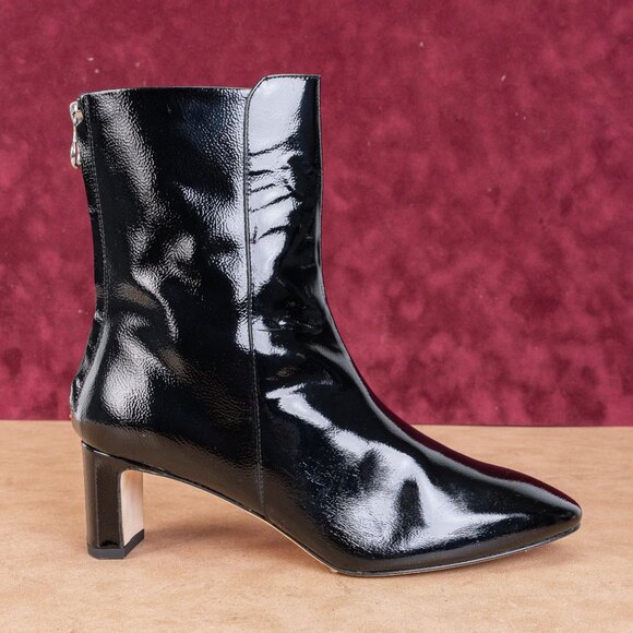 Aeyde Donna Boots Black Patent Leather Square Toe Ankle Boot Sz 9.5 / 40 - Picture 4 of 8